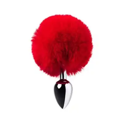 Toyfa - Metal Plug Rabbit Tail Red. Metalowy plug analny z czerwonym ogonkiem króliczka 