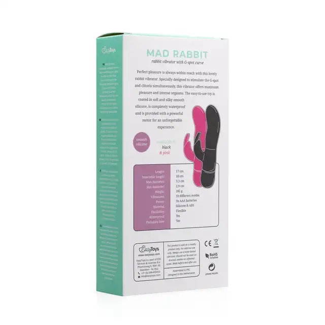 Easy Toys - Mad Rabbit Pink Magiczny wibrator stymulujący punkt G i łechtaczkę  -17 cm
