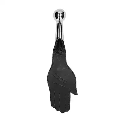 Saddle Leather Hand Paddle Metal Ball Handle - Black