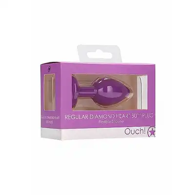 Diamond Heart Butt Plug - Regular - Purple