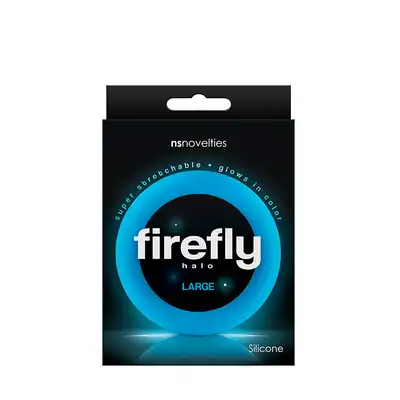 NsNovelties - Firefly Halo Blue L. Silikonowy ring erekcyjny. Świeci w ciemnościach 6 cm średnicy