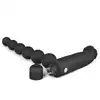 Easy Toys Beaded Buddy Vibrator - Black Wibrujący stymulator z elastycznymi koralikami analnymi i zewnętrznym stymulatorem krocza