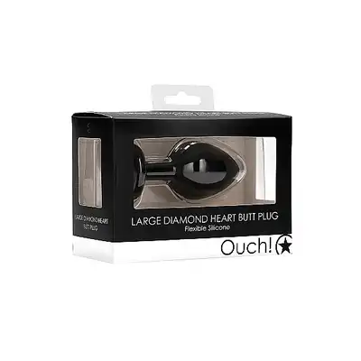 Diamond Heart Butt Plug - Large - Black