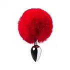 Toyfa - Metal Plug Rabbit Tail Red. Metalowy plug analny z czerwonym ogonkiem króliczka 