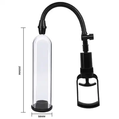 Boss Series - Pompka-Powerpump MAX 0.2 Black&amp;VClear Przezroczysta pompka do penisa z wygodnym uchwytem i 3 uszczelkami