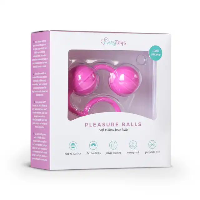 Easytoys Vertical Ribbed Geisha Balls Silikonowe kulki gejszy z prążkami dla dodatkowej stymulacji. Kolor rózowy