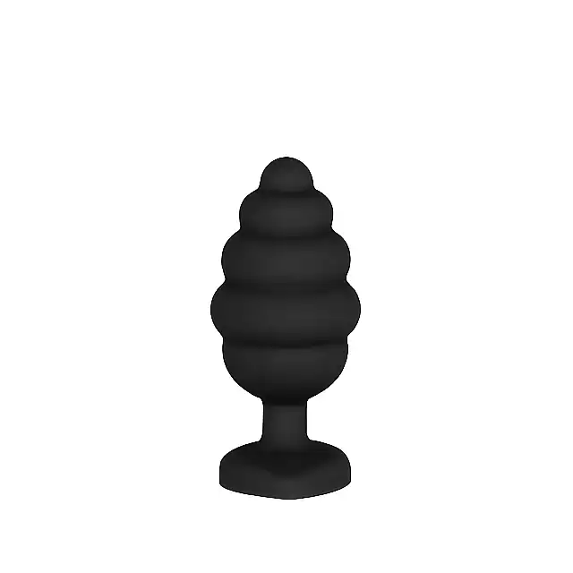 Ouch! - Regular Ribbed Diamond Heart Plug - Prążkowany czarny plug z kryształkiem. Top produkt. Ostatnia sztuka!