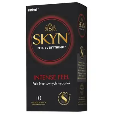 Unimil SKYN Intense Feel 10 szt. Prezerwatywy 53 mm z wypustkami, intensywne doznania 