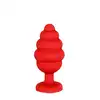 Ouch! - Regular Ribbed Diamond Heart Plug - Czerwony prążkowany korek analny z kryształkiem. Top produkt! Mega sale!