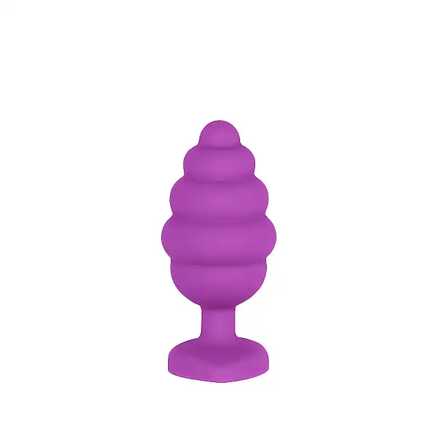 Ouch! - Regular Ribbed Diamond Heart Plug Purple - Prążkowany fioletowy plug z kryształkiem. Mega sale!