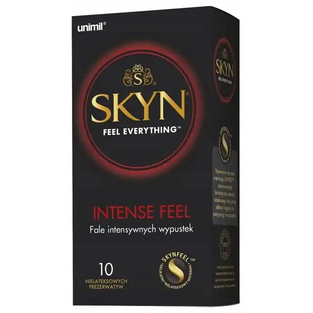 Unimil SKYN Intense Feel 10 szt. Prezerwatywy 53 mm z wypustkami, intensywne doznania 