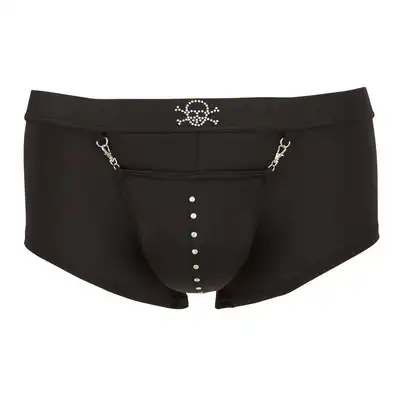 Svenjoyment - Men`s Pants L. Czarne bokserki z dopinaną saszetką i czaszką z ćwieków. Imponujące wybrzuszenie gwarantowane!
