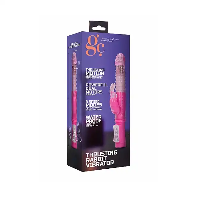 GC - Thrusting Rabbit Vibrator Pink - wszechstronny, różowy wibrator. Dostarczy nieziemskiej przyjemności! 