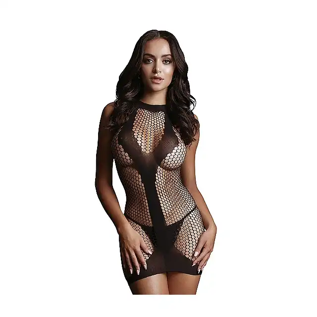 Le Desir - Mini  Dress Opaque Shape S/L - zniewalająca sukienka z siateczki
