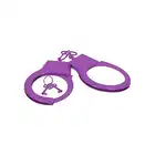  Shots Toys - Metal Handcuffs Purple. Fioletowe kajdanki z lekkiego metalu z łańcuszkiem 