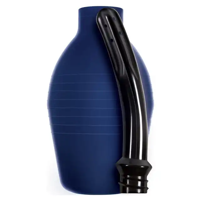 Renaged - Body Cleanser Blue - niebieska gruszka do lewatywy z lekko zakrzywioną końcówką