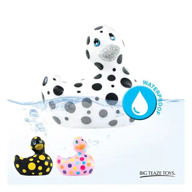 Big Teaze Toys - I Rub my Duckie 2.0 Happines BlackWhite. Cudowna dyskretna wibrująca kaczuszka do masażu. 7 programów. Wodoodporna.