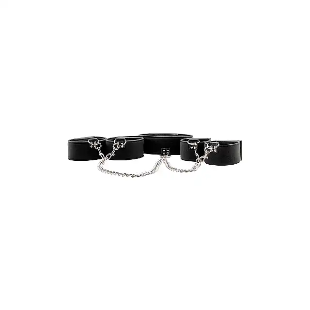 Ouch! - Reversible Collar/Wrist/Ankle - zestaw kajdanki na ręce, nogi i obroża. Podkręcona sesja BDSM