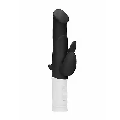 GC - Rotating Bunny Vibrator Black - wibrator z króliczkiem oraz grubszą końcówką, zapewni niesamowity orgazm! Mega sale!