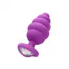 Ouch! - Regular Ribbed Diamond Heart Plug Purple - Prążkowany fioletowy plug z kryształkiem. Mega sale!