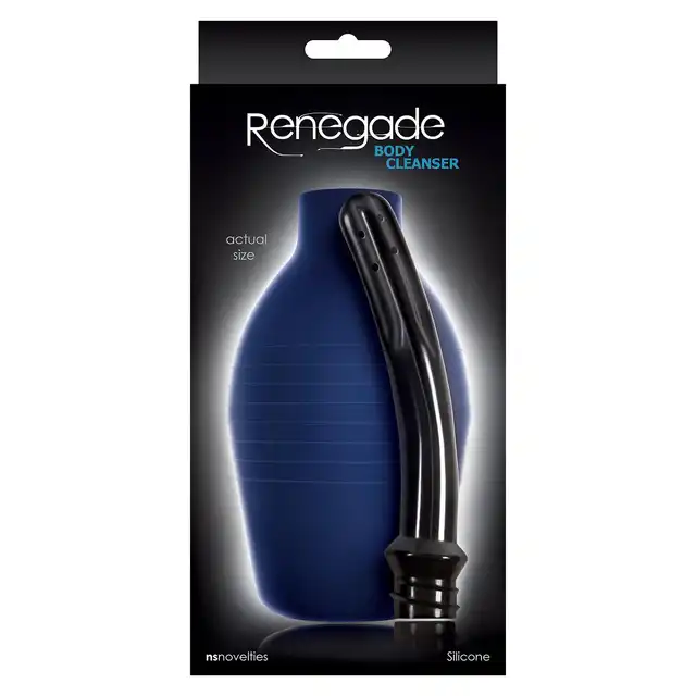 Renaged - Body Cleanser Blue - niebieska gruszka do lewatywy z lekko zakrzywioną końcówką