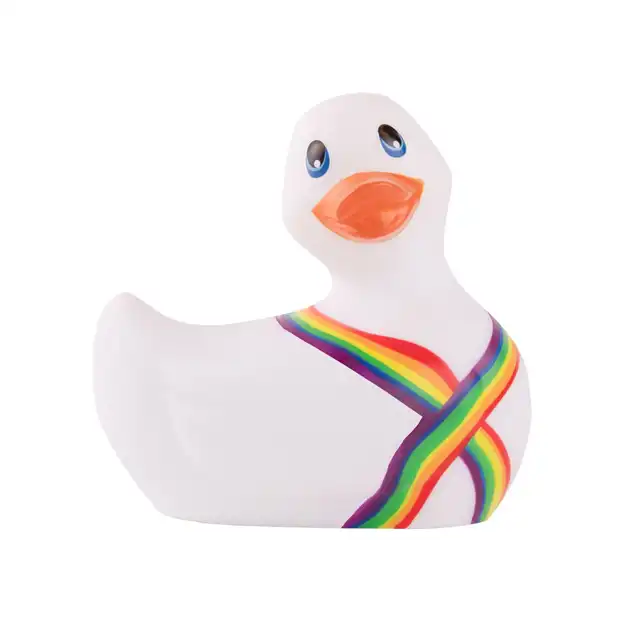 I Rub My Duckie 2.0 - Pride White. Wibrująca kaczuszka z motywem tęczy. 7 trybów wibracji. 