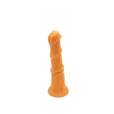 Kiotos - Goldplay Beast S. Złote elastyczne dildo z mocną przyssawką 4,5-6,5 cm średnicy 