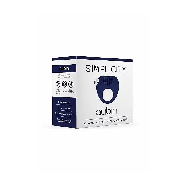 Simplicity - Aubin Vibe Cockring Blue. Silikonowy ring erekcyjny w kształcie serca