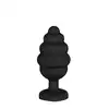 Ouch! - Regular Ribbed Diamond Heart Plug - Prążkowany czarny plug z kryształkiem. Top produkt. Ostatnia sztuka!