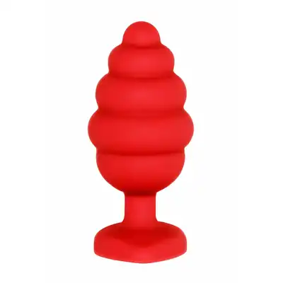 Ouch! - Extra Large Ribbed Diamond Heart Plug. Prążkowany korek analny z kryształkiem XL Mega sale! Ostatnia sztuka!