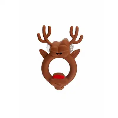 Shots Toys - The Red Nosed Reindeer. Ring erekcyjny w kształcie renifera z czerwonym nosem. Super prezent 
