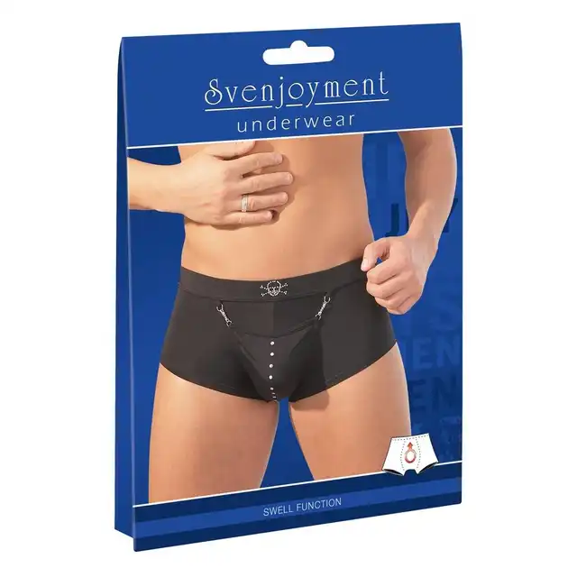Svenjoyment - Men`s Pants L. Czarne bokserki z dopinaną saszetką i czaszką z ćwieków. Imponujące wybrzuszenie gwarantowane!