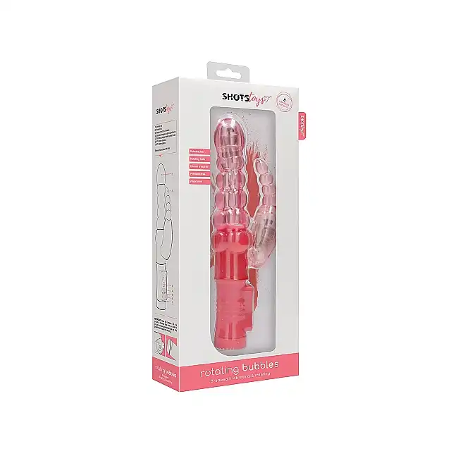 Shots Toys - Rotating Bubbles. Rotacyjny wibrator ze stymulacją łechtaczki. Teksturowany 