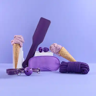 Ouch! - introductory bondage Kit #5 Purple - fioletowy zestaw do zniewalania