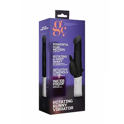 GC - Rotating Bunny Vibrator Black - wibrator z króliczkiem oraz grubszą końcówką, zapewni niesamowity orgazm! Mega sale!