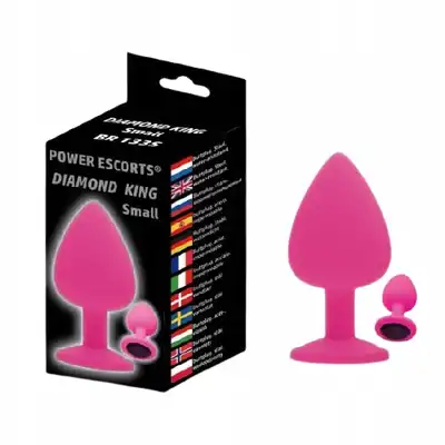 Power Escorts - Diamond King Pink S. Silikonowy korek analny z diamencikiem w podstawie. Elegancki, higieniczny i przyjazny dla początkujących