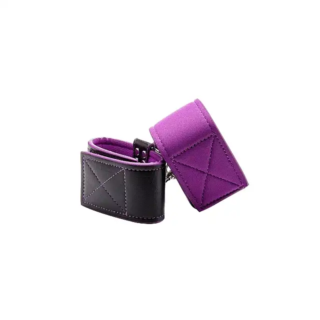 Ouch! - Reversible Ankle Cuffs - Purple - skórzane, dwustronne kajdanki na nogi. Ostatnia sztuka!