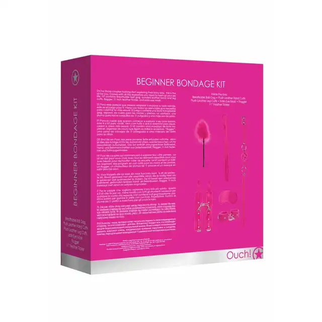 Ouch! Beginners Bondage Kit - Pink. Wieloczęściowy zestaw BDSM dla początkujących w kolorze różowym