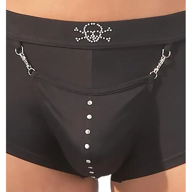 Svenjoyment - Men`s Pants L. Czarne bokserki z dopinaną saszetką i czaszką z ćwieków. Imponujące wybrzuszenie gwarantowane!