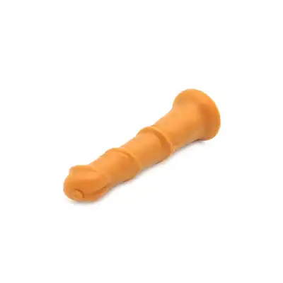 Kiotos - Goldplay Beast S. Złote elastyczne dildo z mocną przyssawką 4,5-6,5 cm średnicy 