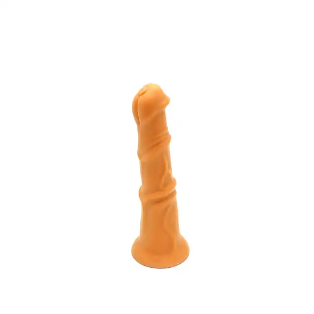 Kiotos - Goldplay Beast S. Złote elastyczne dildo z mocną przyssawką 4,5-6,5 cm średnicy 