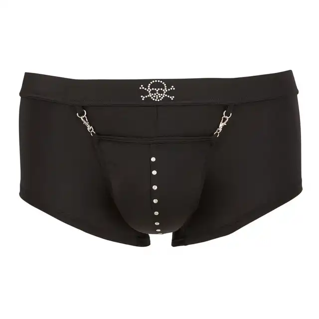 Svenjoyment - Men`s Pants L. Czarne bokserki z dopinaną saszetką i czaszką z ćwieków. Imponujące wybrzuszenie gwarantowane!
