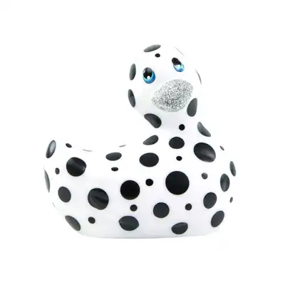 Big Teaze Toys - I Rub my Duckie 2.0 Happines BlackWhite. Cudowna dyskretna wibrująca kaczuszka do masażu. 7 programów. Wodoodporna.