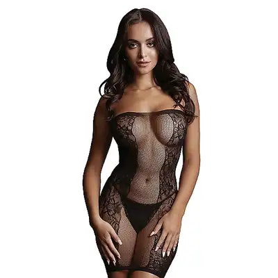 Le Desir - Mini Dress Lace Net OS - kusząca czarna mini