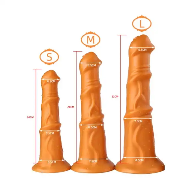 Kiotos - Goldplay Beast S. Złote elastyczne dildo z mocną przyssawką 4,5-6,5 cm średnicy 