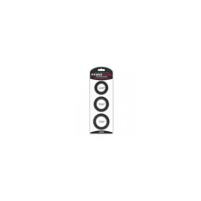 Lovetoy - Power Plus Silicone Snur Ring Set. Zestaw 3 silikonowych pierścieni na penisa w kolorze czarnym 