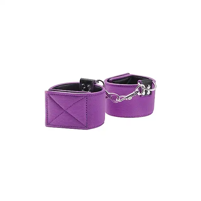 Ouch! - Reversible Ankle Cuffs - Purple - skórzane, dwustronne kajdanki na nogi. Ostatnia sztuka!
