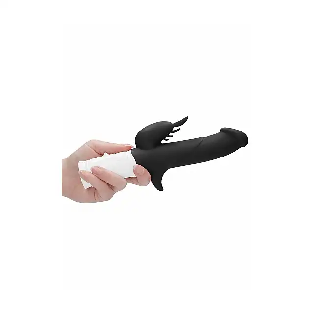 GC - Rotating Bunny Vibrator Black - wibrator z króliczkiem oraz grubszą końcówką, zapewni niesamowity orgazm! Mega sale!