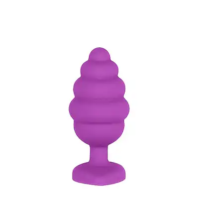 Ouch! - Regular Ribbed Diamond Heart Plug Purple - Prążkowany fioletowy plug z kryształkiem. Mega sale!