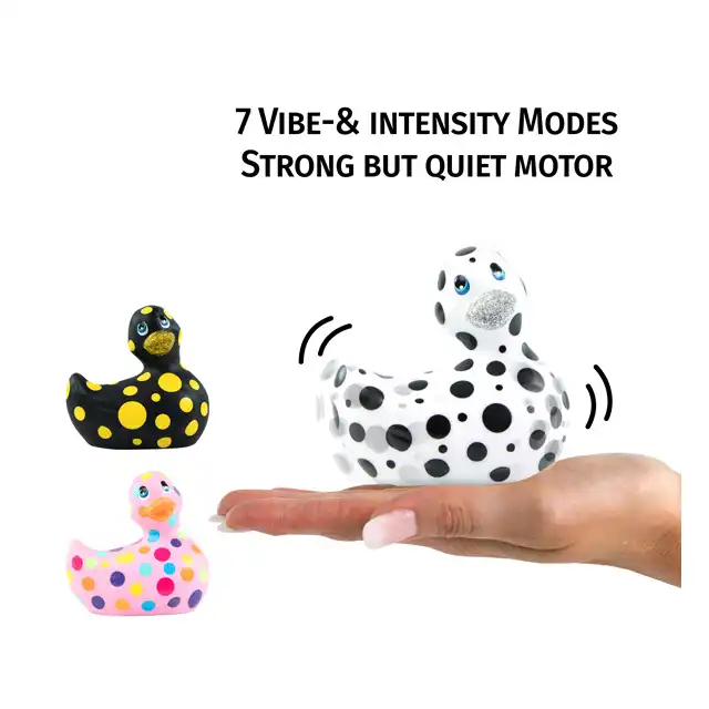 Big Teaze Toys - I Rub my Duckie 2.0 Happines BlackWhite. Cudowna dyskretna wibrująca kaczuszka do masażu. 7 programów. Wodoodporna.